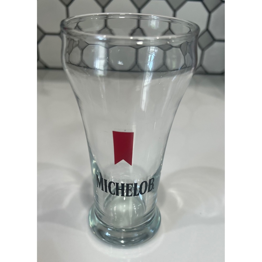 Vintage Michelob Beer Glass Pilsner Style Red Ribbon Logo Barware 5.75 Inch